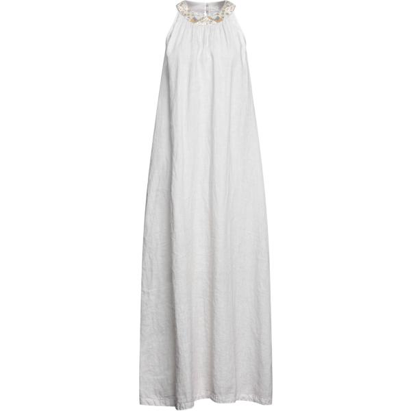 vestiti lunghi 120% Lino grigio tinta unita