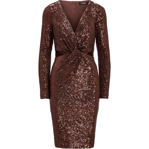 vestiti midi/longuette Lauren Ralph Lauren marrone tinta unita
