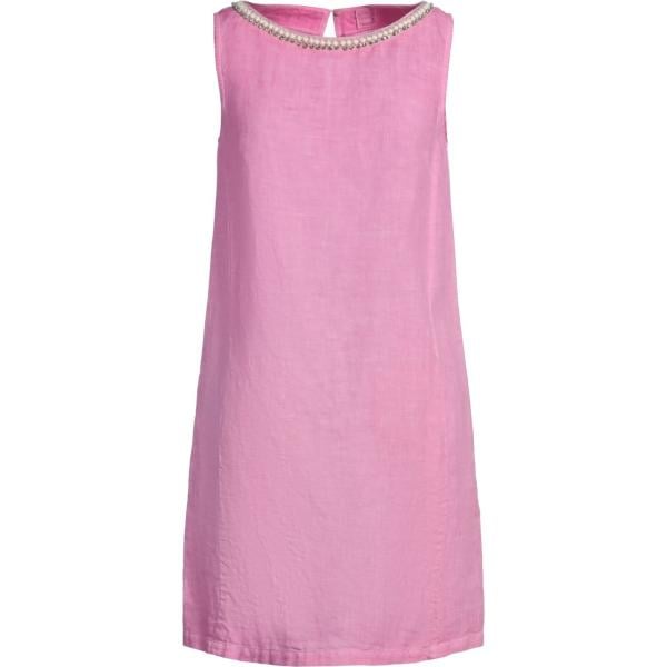 vestiti corti 120% Lino rosa tinta unita