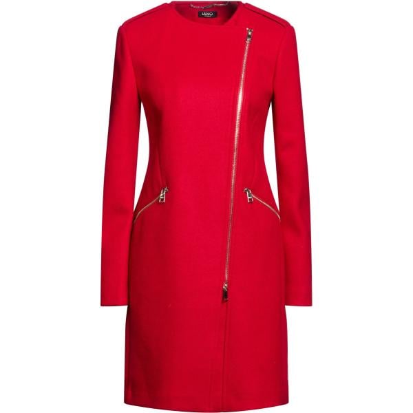 Cappotto da donna in rosso classico monopetto a maniche lunghe con zip in lana Liu •Jo