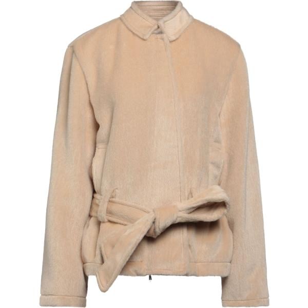 Cappotto da donna in beige sabbia girocollo monopetto a maniche lunghe con zip in lana Drumohr Drumohr
