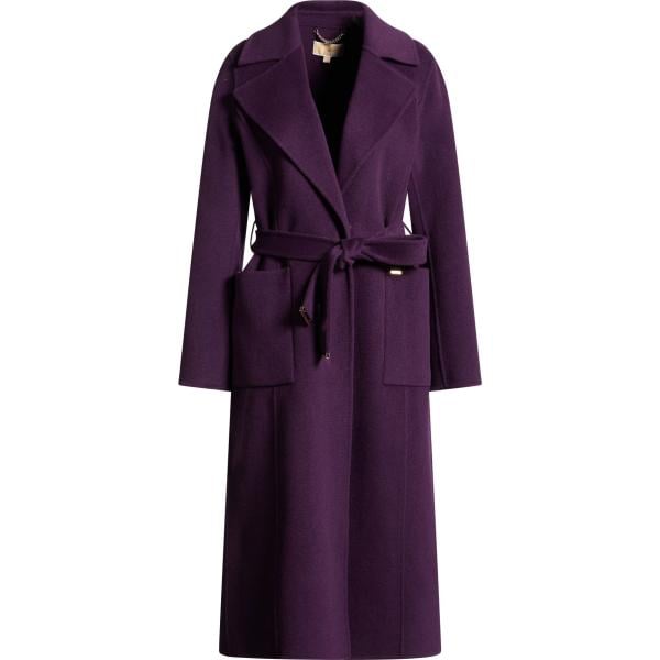Cappotto da donna in viola scuro collo con revers monopetto a maniche lunghe con bottoni in lana Michael Michael Kors Michael Michael Kors