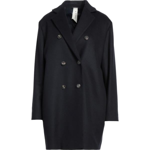 Cappotto da donna doppiopetto in nero pece collo con revers a maniche lunghe con bottoni in lana Annie P. Annie P.