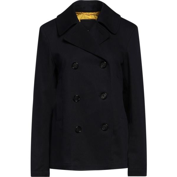 Caban da donna in nero pece collo con revers a maniche lunghe con bottoni in cotone Add Add