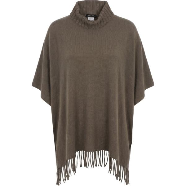 Cappotto da donna in marrone scuro lavorato a maglia collo alto senza tasche in lana Fabiana Filippi Fabiana Filippi