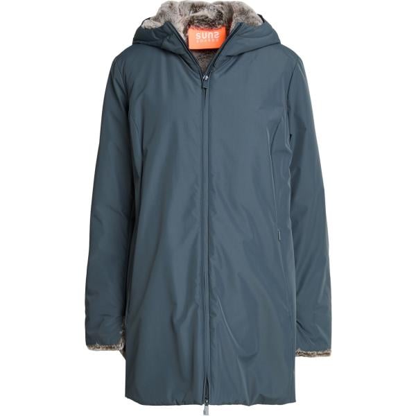 Parka da donna in blu scuro collo con cappuccio monopetto a maniche lunghe con zip Suns Boards Suns Boards
