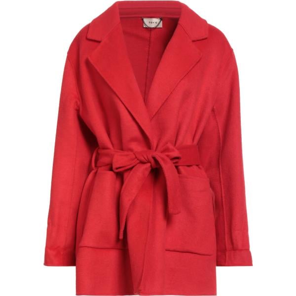 Cappotto da donna in rosso classico collo con revers monopetto a maniche lunghe con bottoni in lana Toy G. Toy G.
