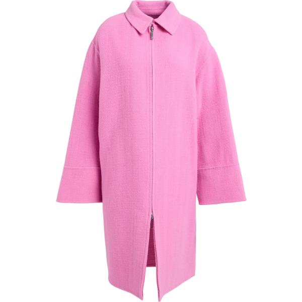 Cappotto da donna in rosa scuro monopetto a maniche lunghe con zip in lana Emporio Armani