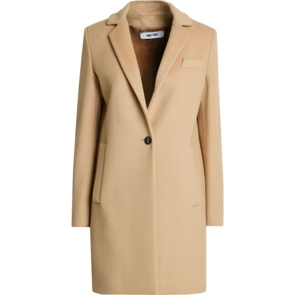 Cappotto da donna in beige sabbia con spalline monopetto a maniche lunghe in lana Annie Paris Annie Paris