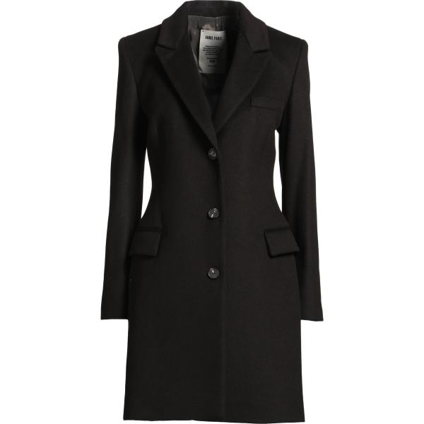 Cappotto da donna in nero pece con spalline monopetto a maniche lunghe con bottoni in lana Annie Paris