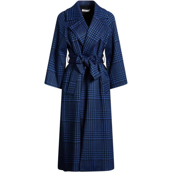 Cappotto da donna in blu scuro pied de poule collo con revers monopetto a maniche lunghe con bottoni in cashmere Liviana Conti Liviana Conti