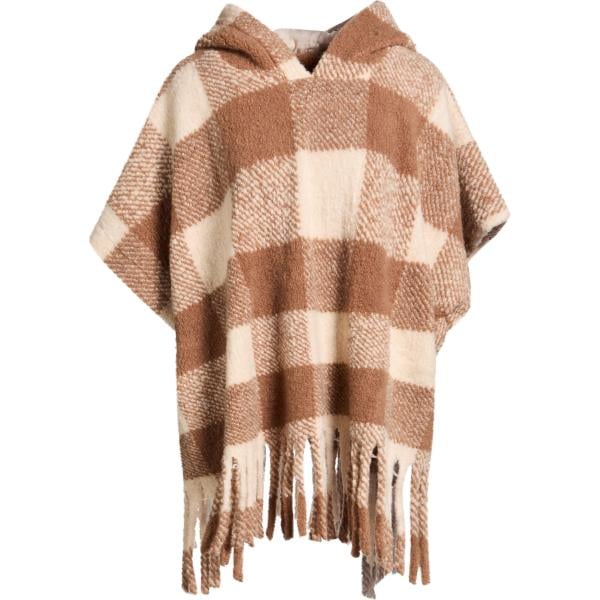 Cappotto da donna in marrone chiaro a quadri lavorato a maglia in lana Odì Odì Odì Odì