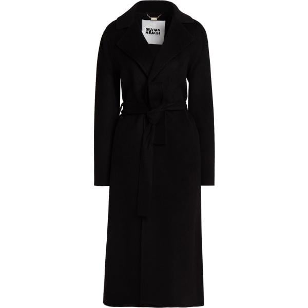 Cappotto da donna in nero pece monopetto a maniche lunghe con cintura in lana Silvian Heach Silvian Heach