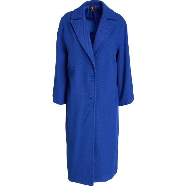 Cappotto da donna in blu medio collo con revers monopetto a maniche lunghe con bottoni in lana Guttha Guttha