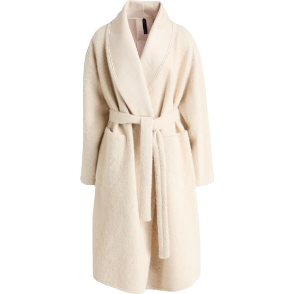 Cappotto da donna in bianco avorio collo con revers monopetto a maniche lunghe con cintura Nolita Nolita