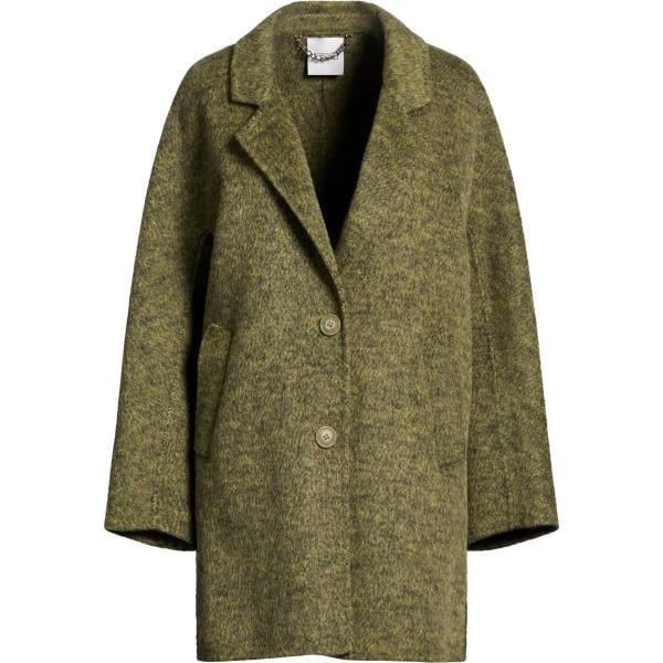 Cappotto da donna in verde oliva collo con revers monopetto a maniche lunghe con bottoni in lana GRETHA Milano GRETHA Milano