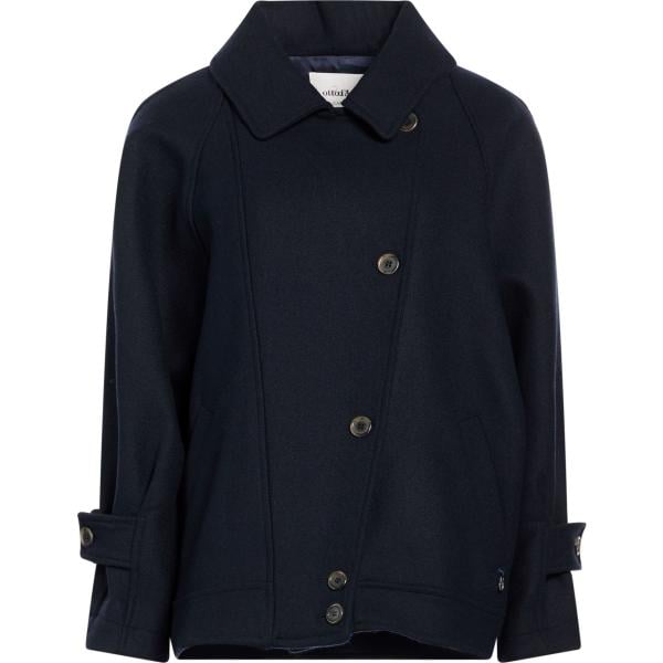Cappotto da donna in blu scuro monopetto a maniche lunghe con bottoni in lana Ottod'ame Ottod'ame