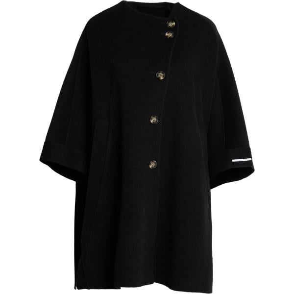 Mantella da donna in nero pece monopetto a maniche lunghe con bottoni in lana Marella Marella