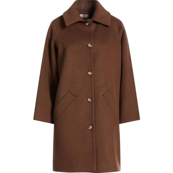 Cappotto da donna in marrone scuro monopetto a maniche lunghe con bottoni in viscosa Guttha Guttha