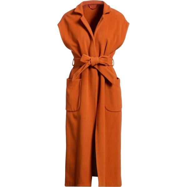 Cappotto da donna in rosso classico collo coreana monopetto a maniche corte con cintura in lana Carla G.