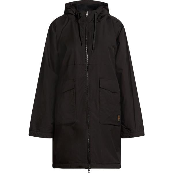 Parka da donna in nero pece collo con cappuccio tessuto impermeabile a maniche lunghe con zip Refrigiwear