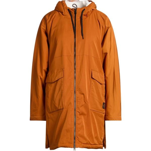 Parka da donna in marrone chiaro collo con cappuccio tessuto impermeabile a maniche lunghe con zip Refrigiwear