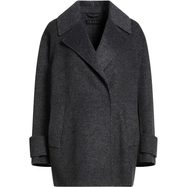 Caban da donna in grigio scuro a righe collo con revers a maniche lunghe con bottoni in lana ICONA by KAOS ICONA by KAOS