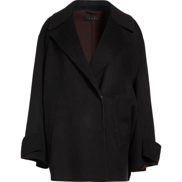 Caban da donna in nero pece a maniche lunghe con bottoni in lana ICONA by KAOS ICONA by KAOS