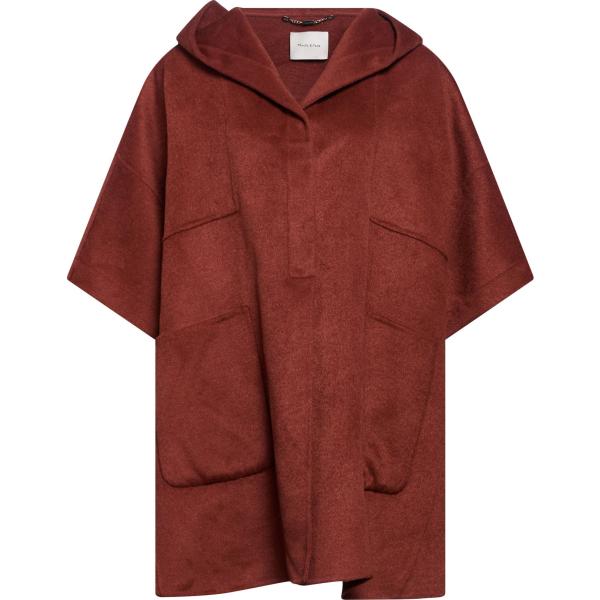 Cappotto da donna in bordeaux collo con cappuccio monopetto a maniche corte in lana Manila Grace