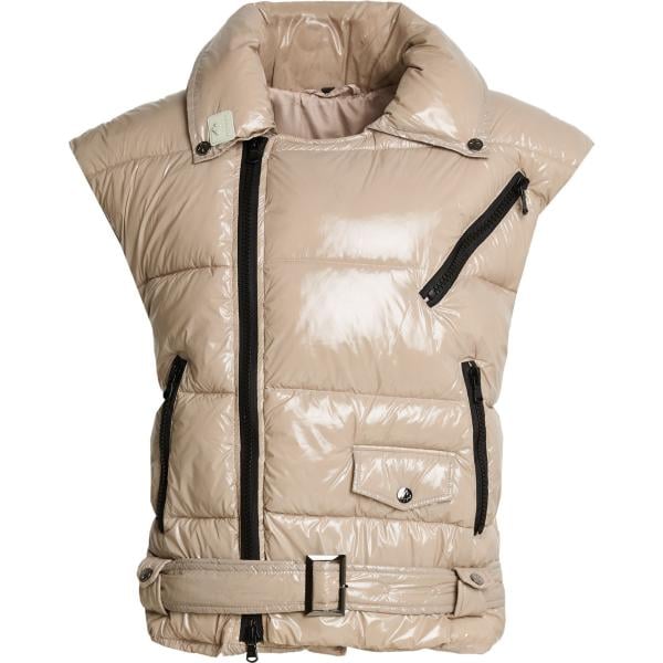 Cintura da donna in beige sabbia effetto lucido senza maniche con zip Canadian Canadian