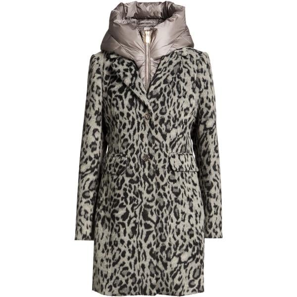 Cappotto da donna in verde oliva animalier collo con cappuccio monopetto a maniche lunghe con zip in acrilico YES ZEE by ESSENZA YES ZEE by ESSENZA