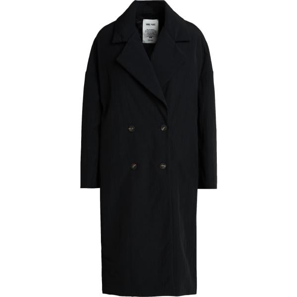 Cappotto da donna doppiopetto in nero pece collo con revers a maniche lunghe con zip Annie Paris