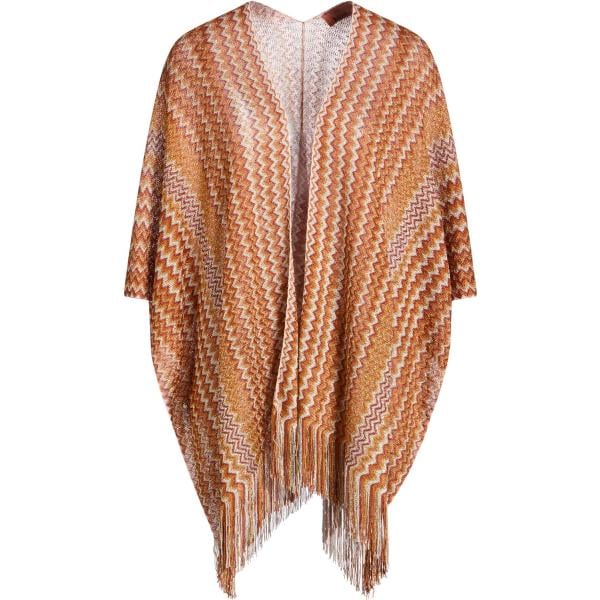 Mantella da donna in marrone chiaro con stampe effetto laminato in viscosa Missoni Missoni
