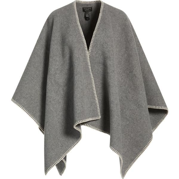Mantella da donna in grigio scuro collo a v senza tasche senza maniche in lana Rag & Bone Rag & Bone