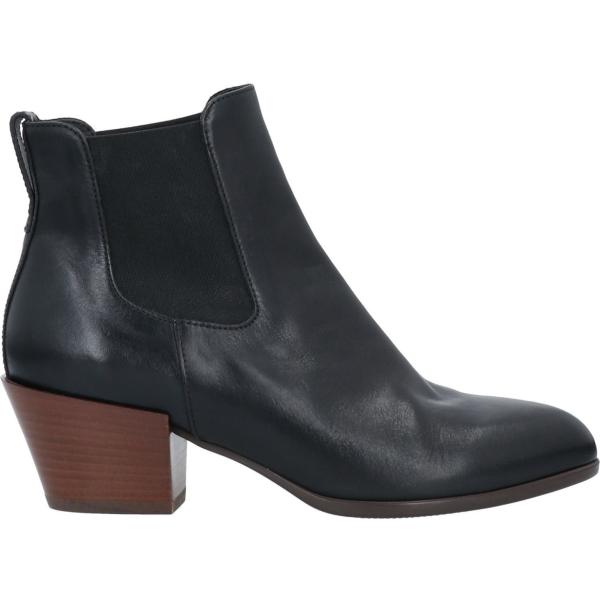 stivaletti chelsea da donna in nero pece con tacco a punta tonda in pelle Hogan