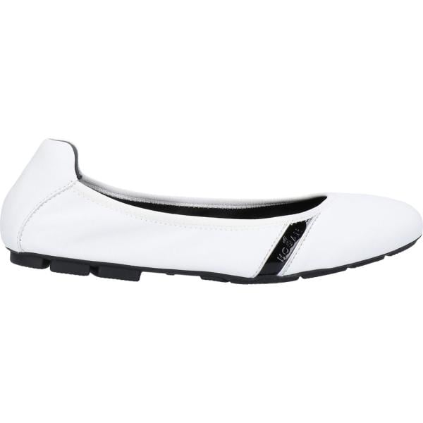 ballerine da donna in bianco neve effetto laminato senza tacco a punta tonda Hogan
