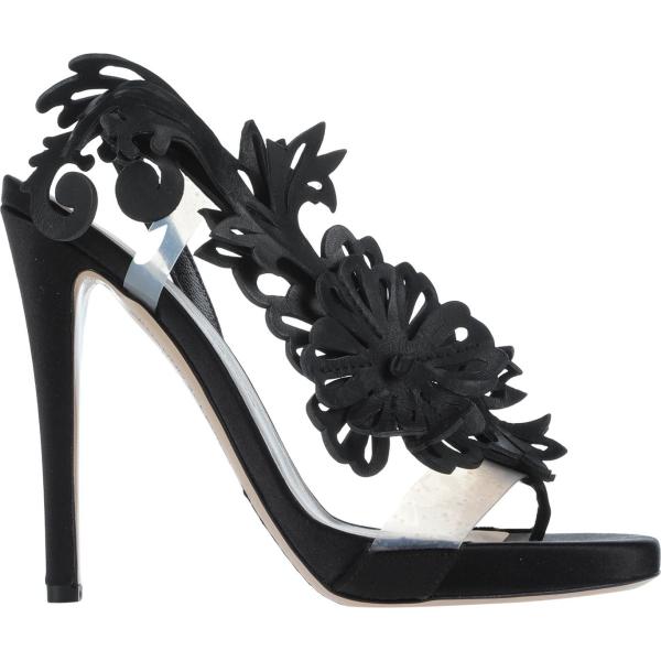 sandali in pelle Ermanno Scervino nero a fiori