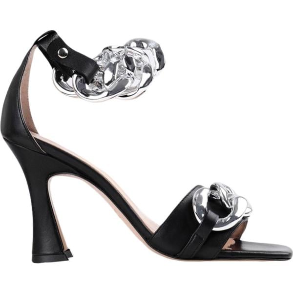 sandali in pelle Bianca Di nero tinta unita