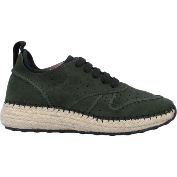 espadrillas da donna con stringhe in verde scuro effetto scamosciato con tacco bassa a punta tonda con lacci in pelle Tod's