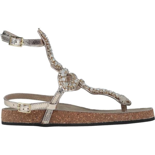 infradito da donna in bianco neve con strass senza tacco a punta tonda con cinturino in pelle Strategia