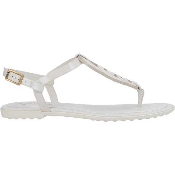 Infradito da donna in bianco neve senza tacco a punta tonda con cinturino in pelle Tod's