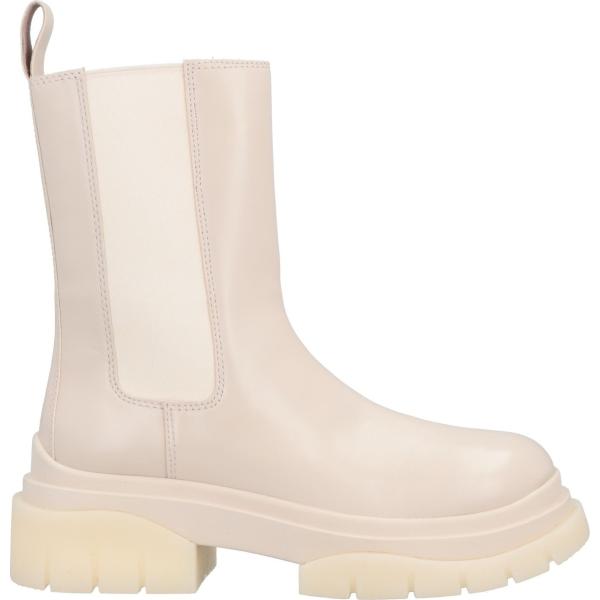 stivaletti da donna in beige sabbia con tacco squadrato a punta tonda in pelle Ash