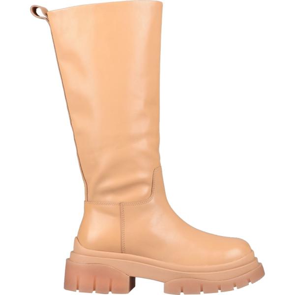 stivali da donna in bianco neve con tacco squadrato a punta tonda con zip in pelle Ash