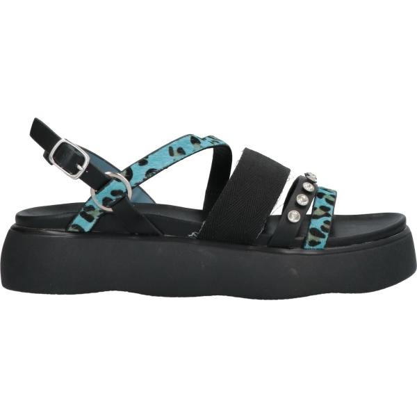 sandali in pelle CAFèNOIR nero animalier