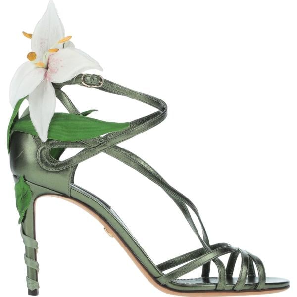 sandali in pelle Dolce&Gabbana verde tinta unita