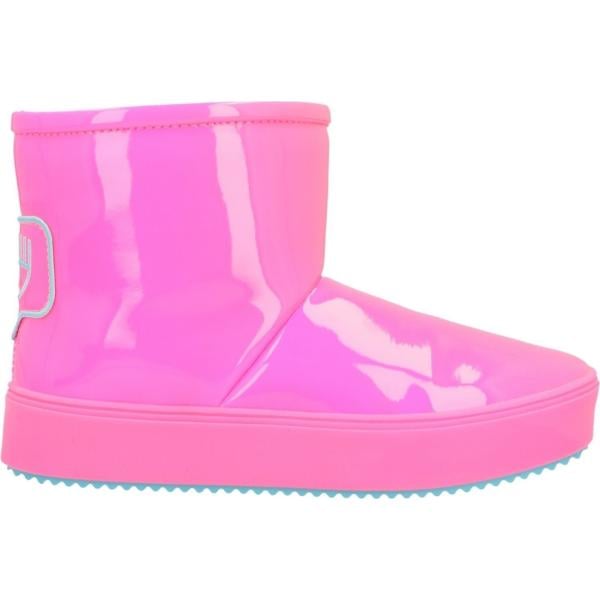 stivaletti da donna in rosa scuro effetto vernice senza tacco a punta tonda Chiara Ferragni