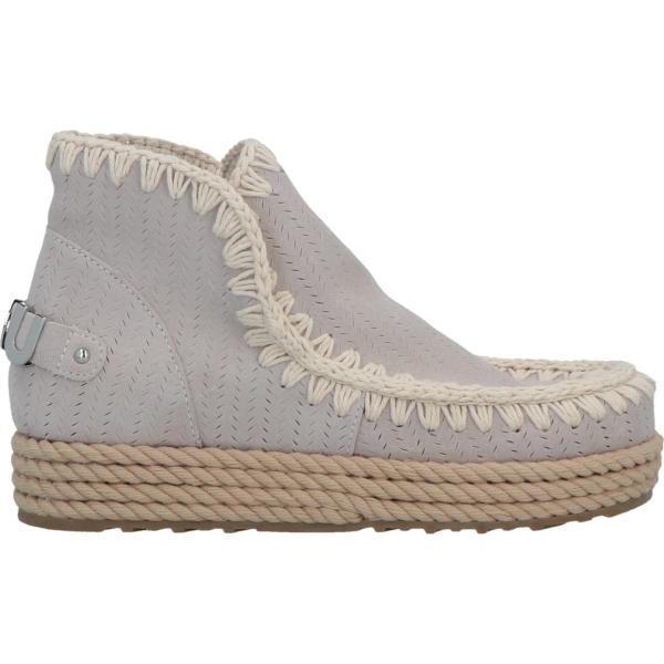 stivaletti da donna in grigio chiaro effetto scamosciato senza tacco a punta tonda in pelle Mou