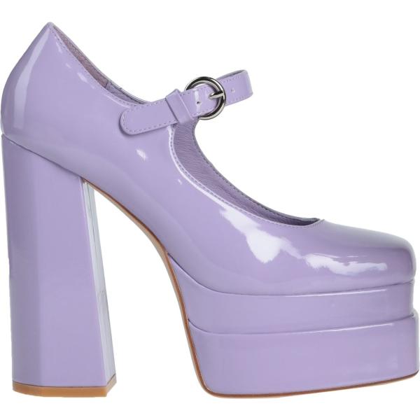 décolleté da donna in viola chiaro effetto vernice con tacco squadrato a punta quadrata con fibbia in pelle Jeffrey Campbell