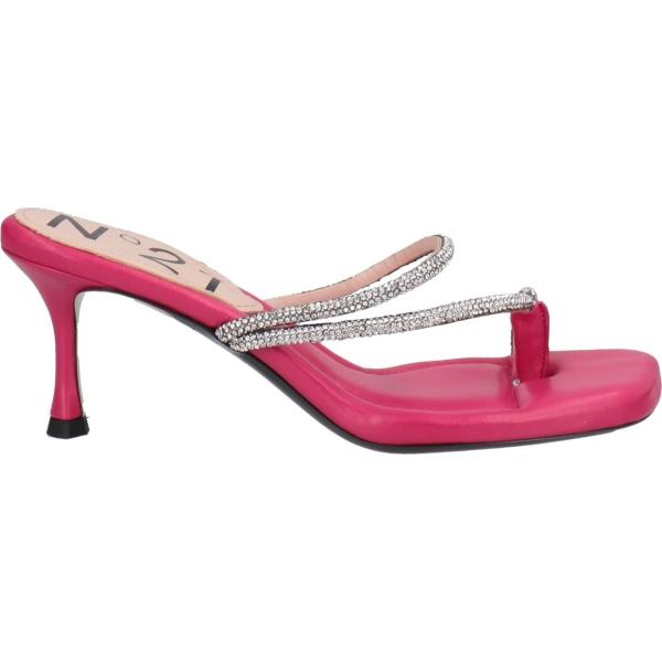 ciabatte da donna in bianco neve con strass con tacco rocchetto a punta quadrata in pelle N°21