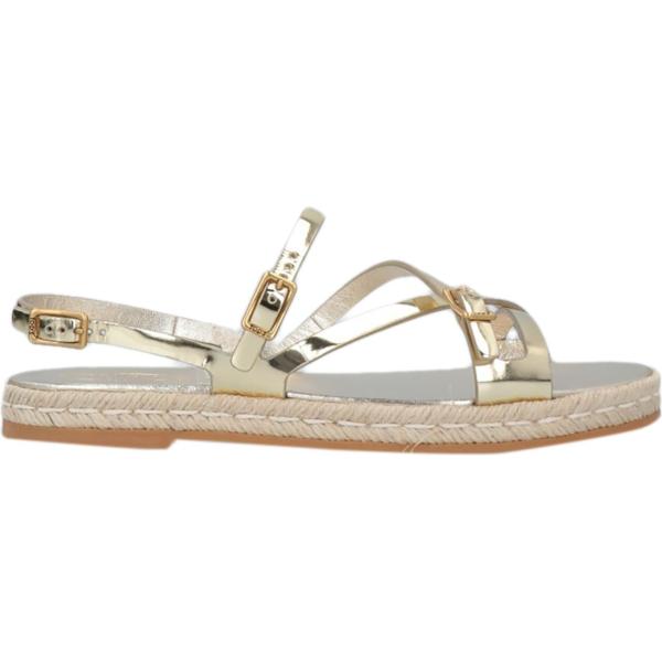 espadrillas da donna in bianco neve effetto laminato senza tacco a punta tonda con fibbia in pelle Tod's